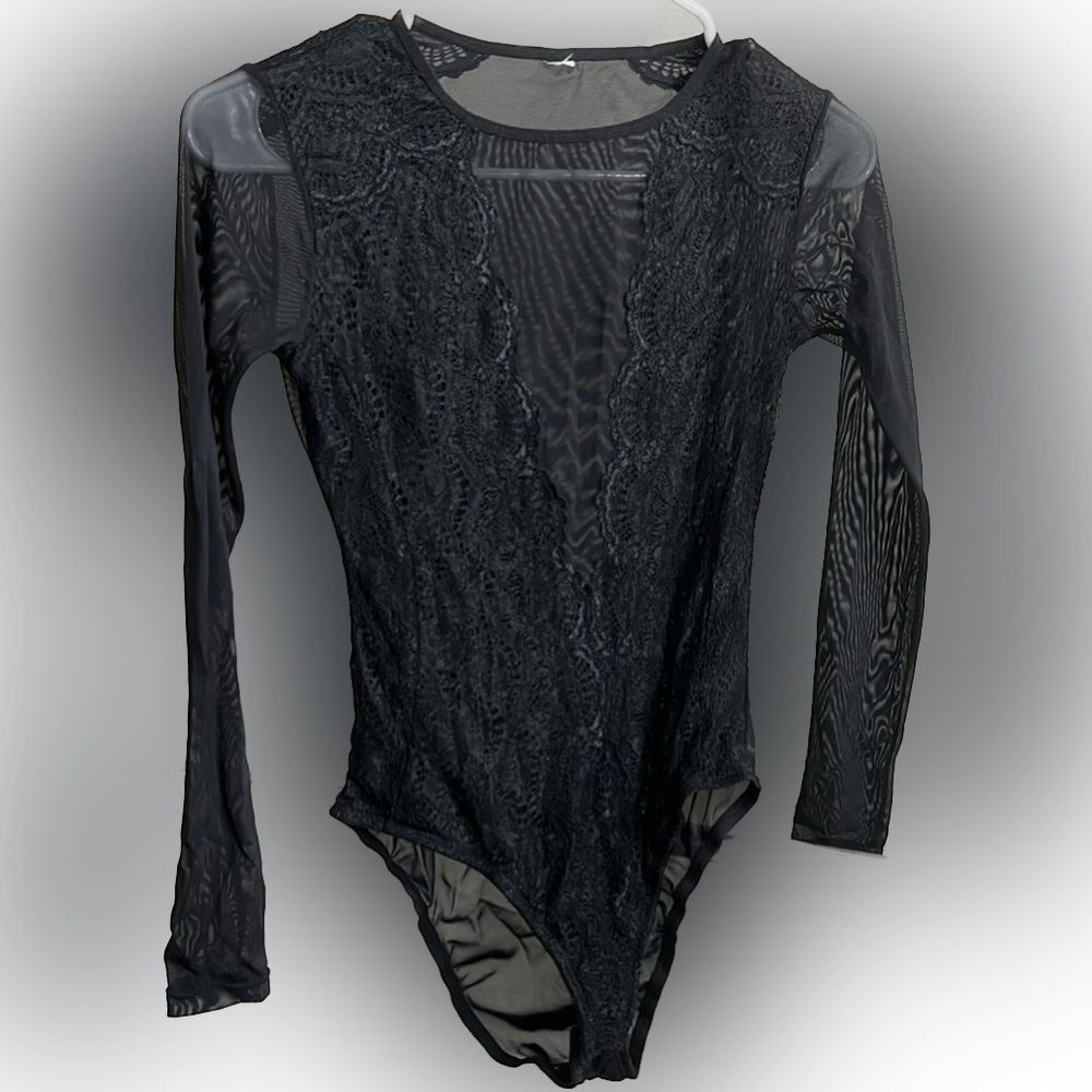 All Black Lace F21 Bodysuit